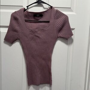 Zara Ribbed Knit Top in Dusty Purple